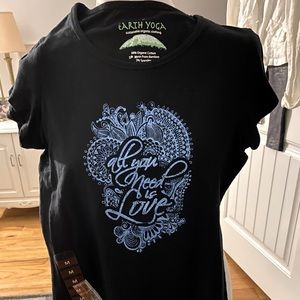 NWT Earth Yoga T Shirt. “All You Need is Love” Size M